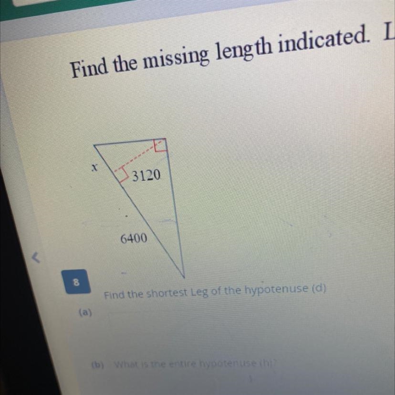 Find the missing length indicated. Leave your answer in simplest radical form.A) find-example-1