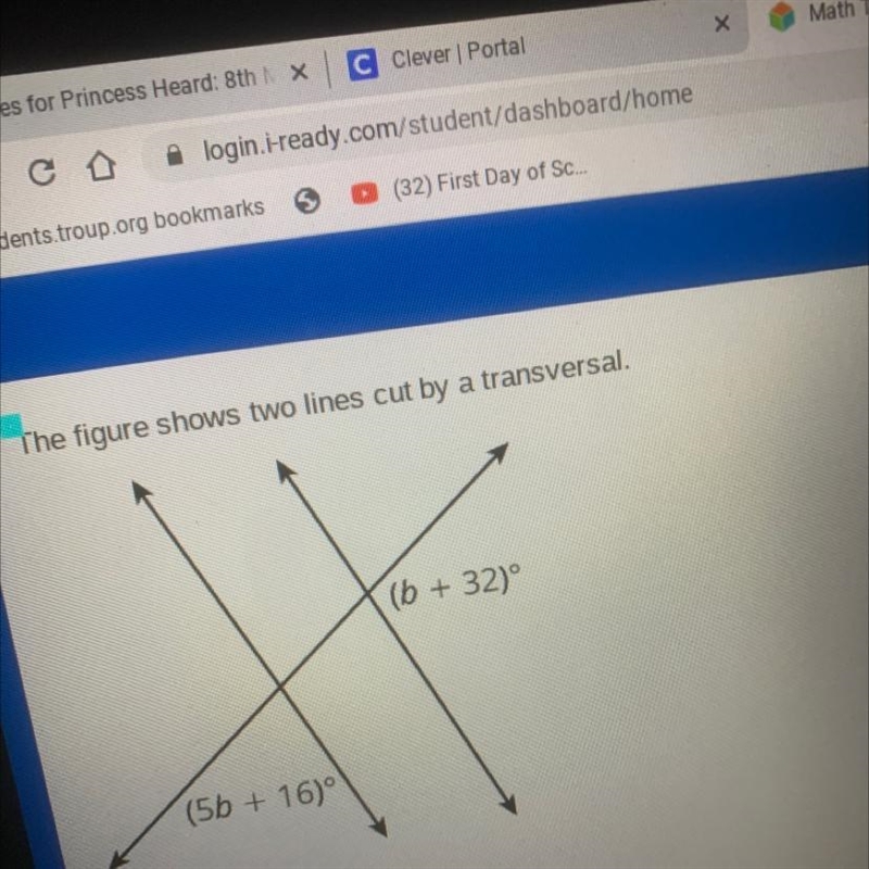 HURRY IT TIMED!! What value of b shows that the lines are parallel ?-example-1