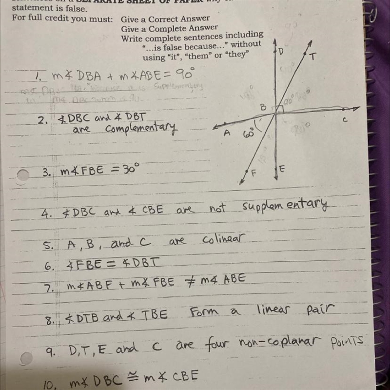 Refer to the diagram. You must write out in complete sentences on a separate sheet-example-1