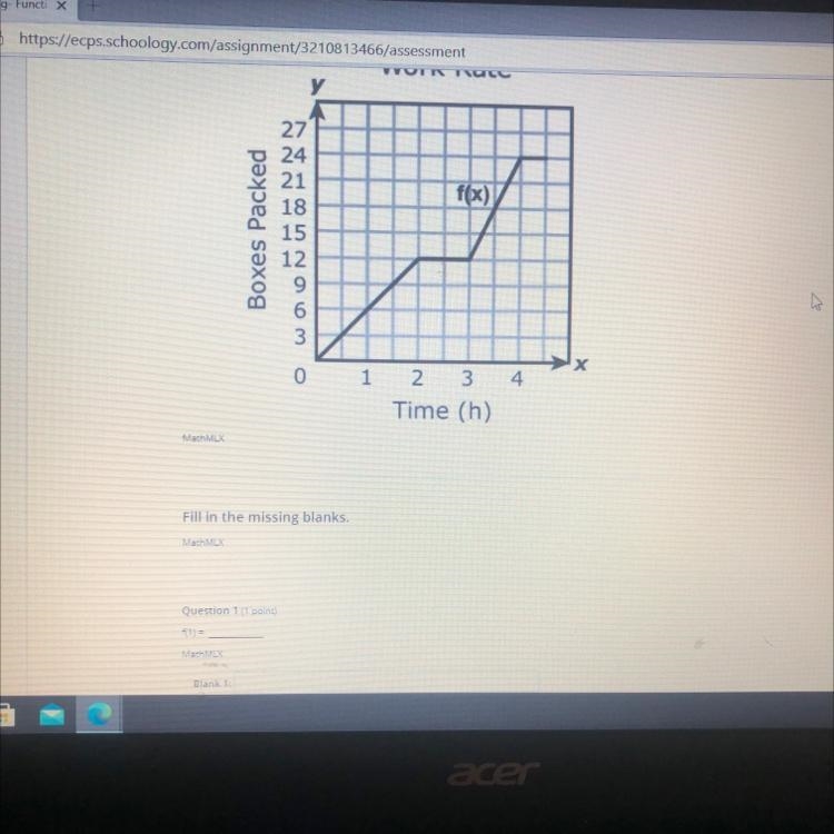 VINCEуf(x)2724211815129630341 2 3Time (h)MathMLXFill in the missing blanks.MathMLXQuestion-example-1