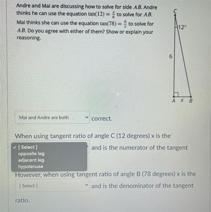 I’ve already answered Part A. Part B & C have the same drop down answers choices-example-1