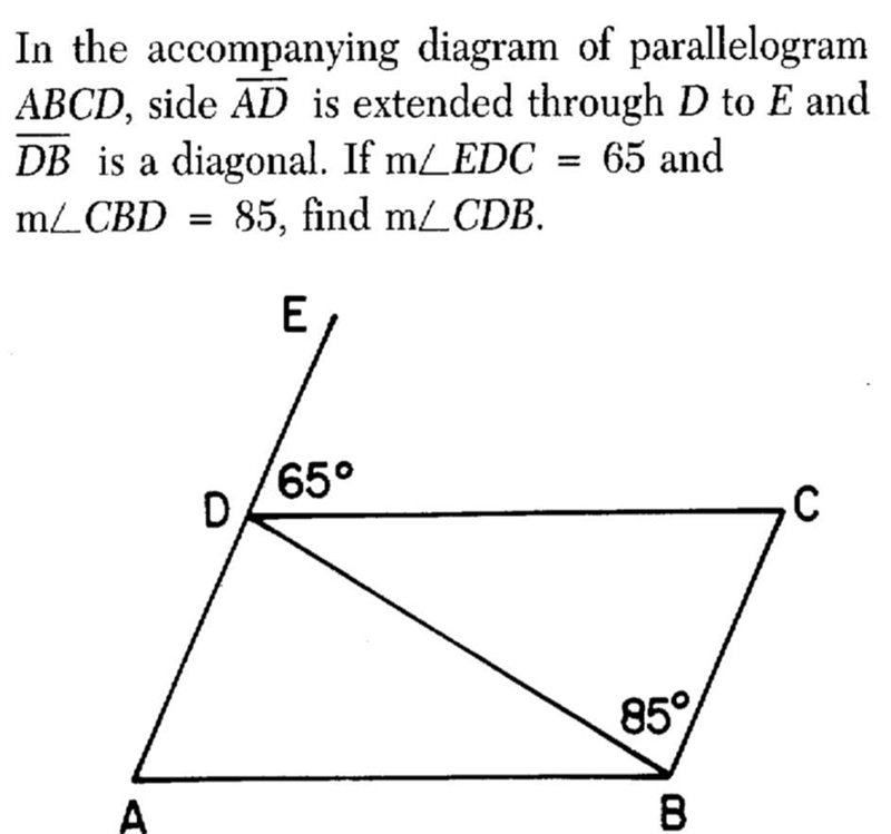 In the accompanying diagram of parallelogram ABCD, side AD is extended through D to-example-1