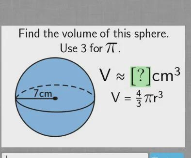 Find the volume of the sphere using 3 as pi-example-1