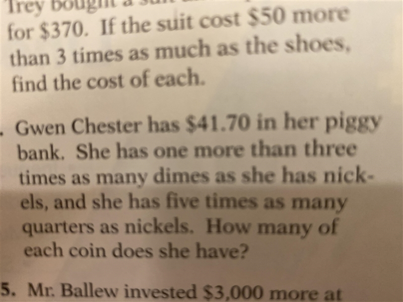 find the cost of each.Gwen Chester has $41.70 in her piggybank. She has one more than-example-1