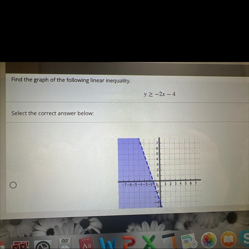 Find the graph of the following linear inequality question is in the photo-example-1