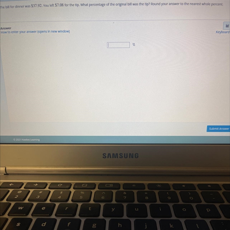 What percentage of the original bill was the tip ? Round your answer to the nearest-example-1