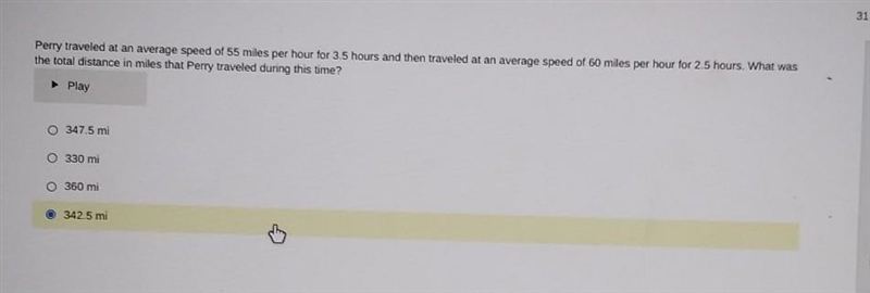 Perry traveled at an average speed of 55 miles per hour for 3.5 hours and then traveled-example-1