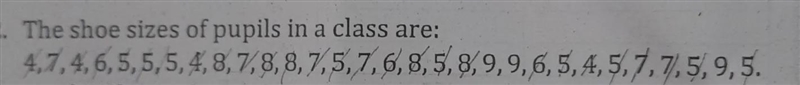 How can I find the median size and how can I state the mode shoe size ?-example-1