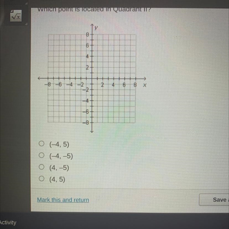 Which point is located in Quadrant ll-example-1