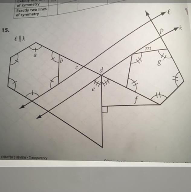 Find measures of angles a, b, c, d, e, f, g, m, p, k. With explanation pls!!-example-1