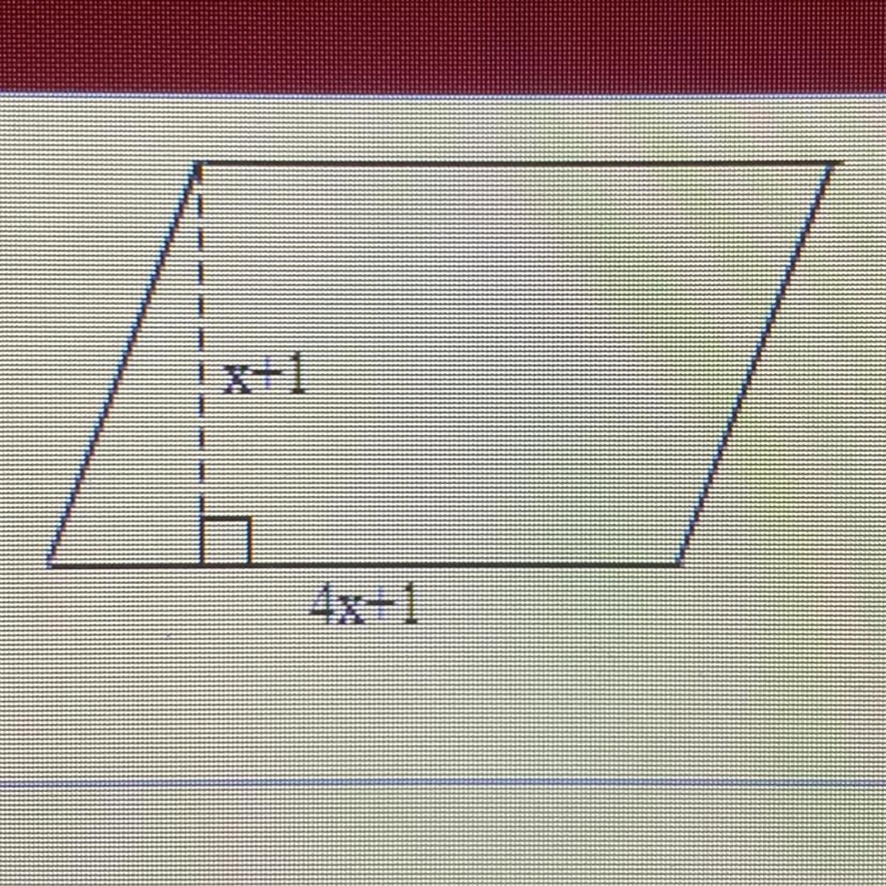 The area of a parallelogram is given by the formula A=bh. The area of the parallelogram-example-1