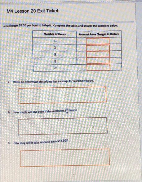 M4 Lesson 20 Exit Ticketcharges $30 per hour to best complete the table, and answer-example-1