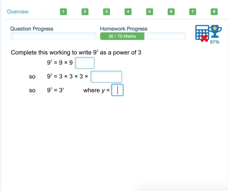 Complete this working to get 9^3 as a power of three:-example-1