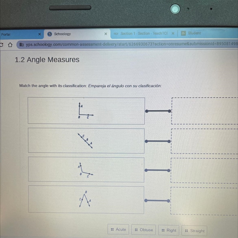 Match the angle with its classification-example-1