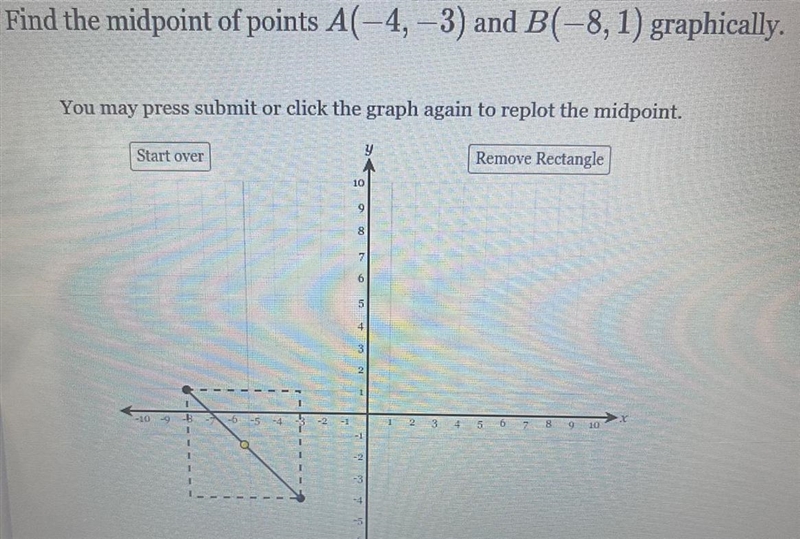 Find the midpoint of points A(- 4, - 3) and B(- 8, 1) graphically.-example-1