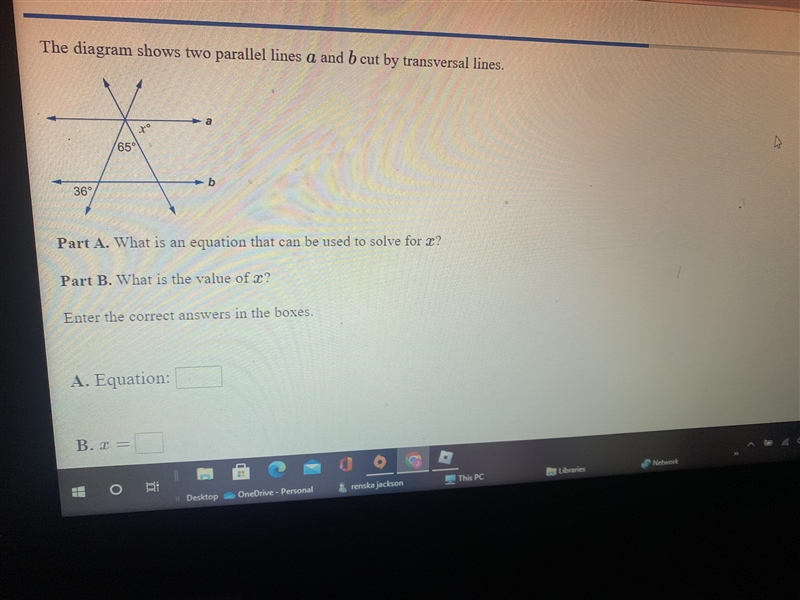 Part A what is the equation that can be used to solve for x Part b what is the value-example-1