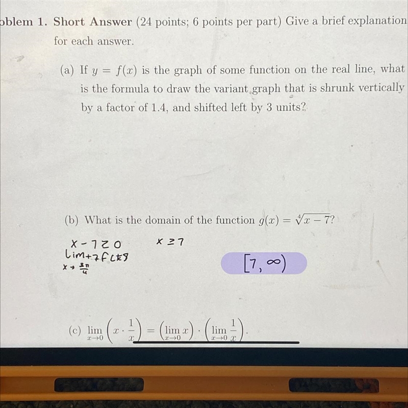 Hi I just need Part A. I’m in high school calculus 1 and this is a homework. thank-example-1