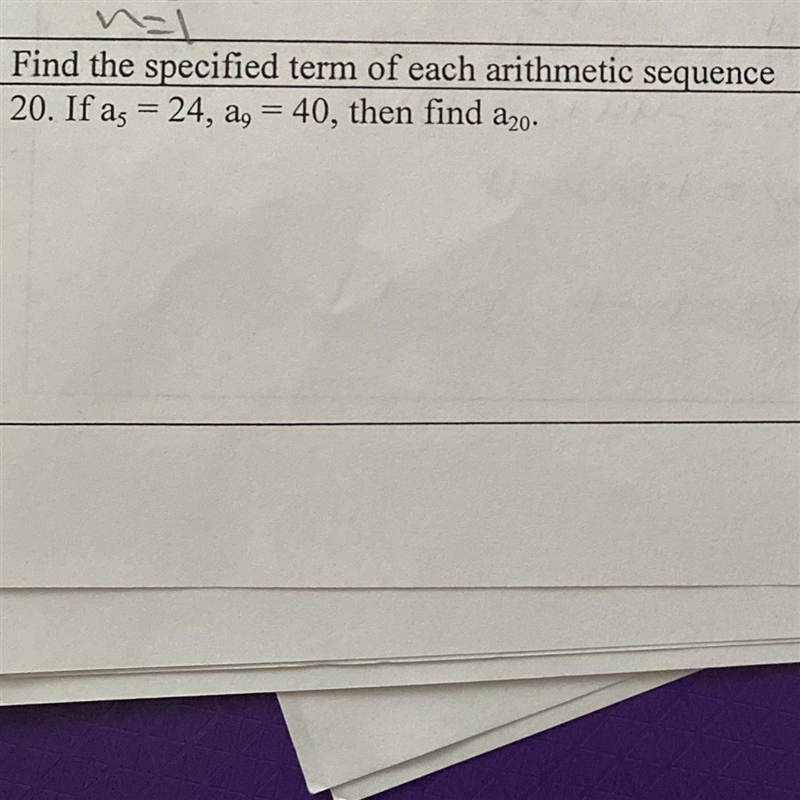 If as = 24, a, = 40, then find a20-example-1