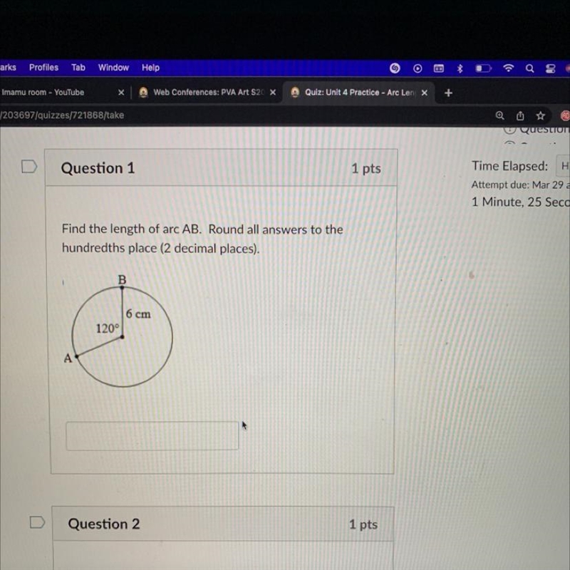 Find the length of arc AB. Round all answers to the hundredths place (2 decimal places-example-1