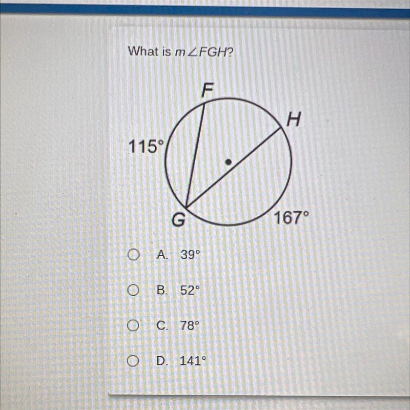 What is mFGH? A.-39 degrees B. -52 degrees C.-78 degrees D.- 141 degrees-example-1