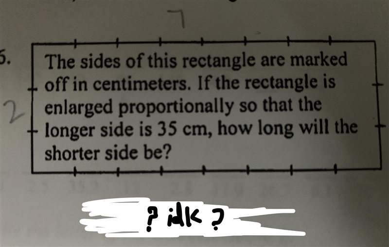 The sides of this rectangle are marked off in centimeters. If the rectangle is enlarged-example-1