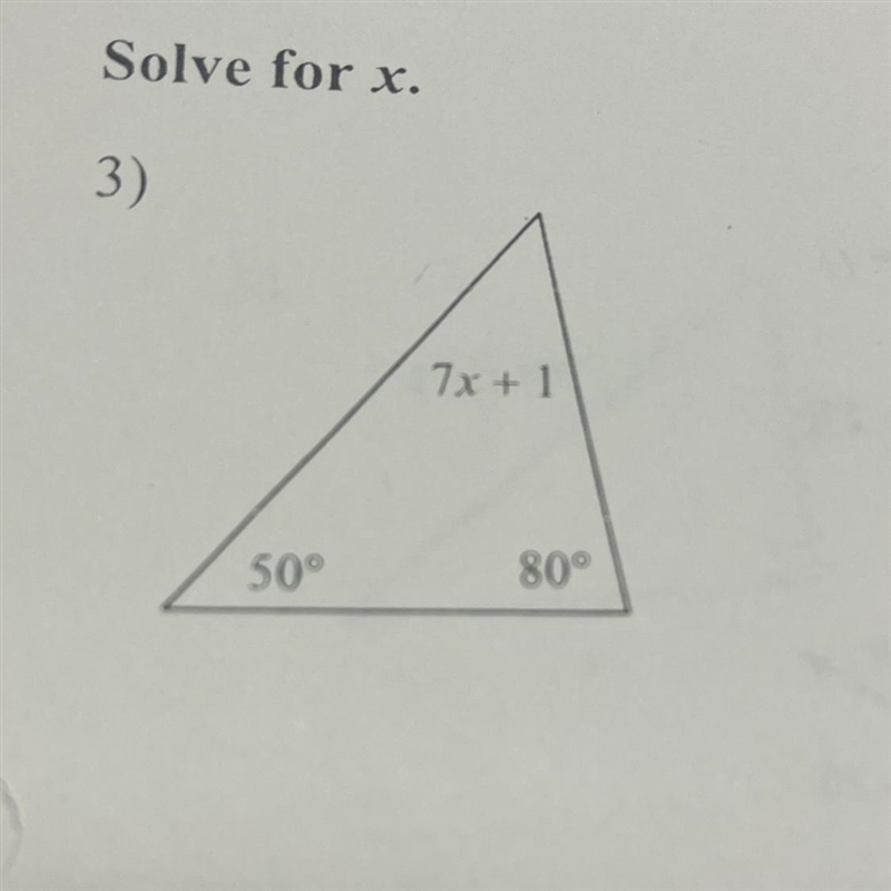 Solve for x 7x+1 50° 80°-example-1