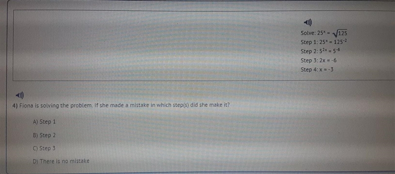 Fiona is solving the problem. If she made a mistake in which step(s) did she make-example-1