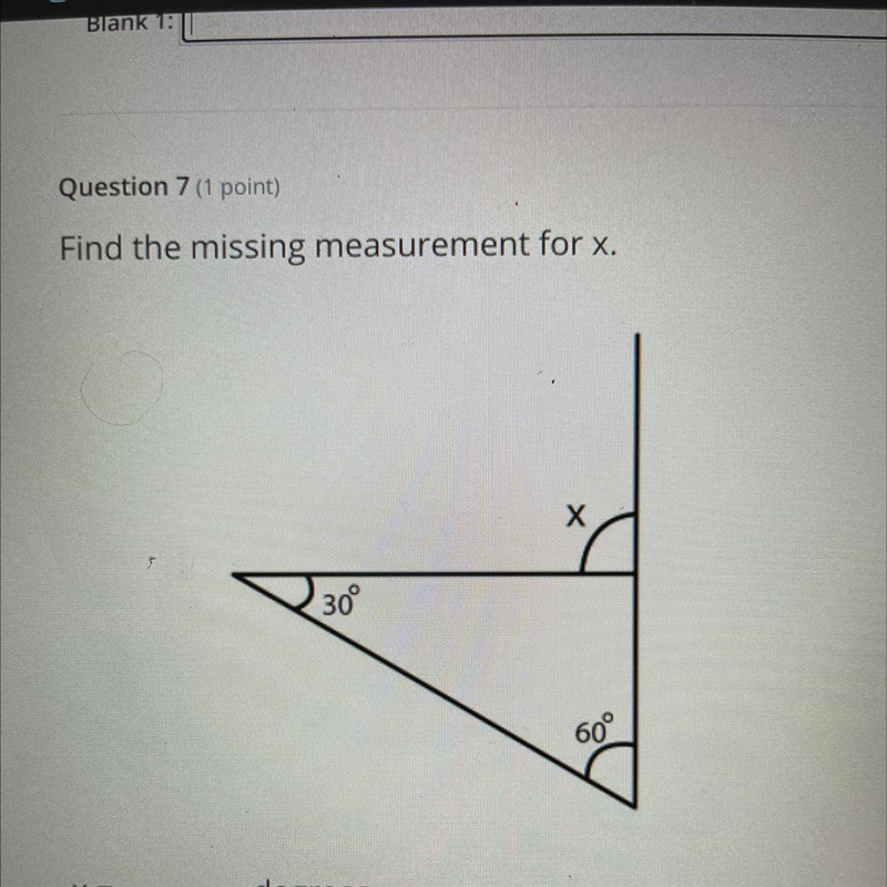 Find the missing measurement for x.-example-1