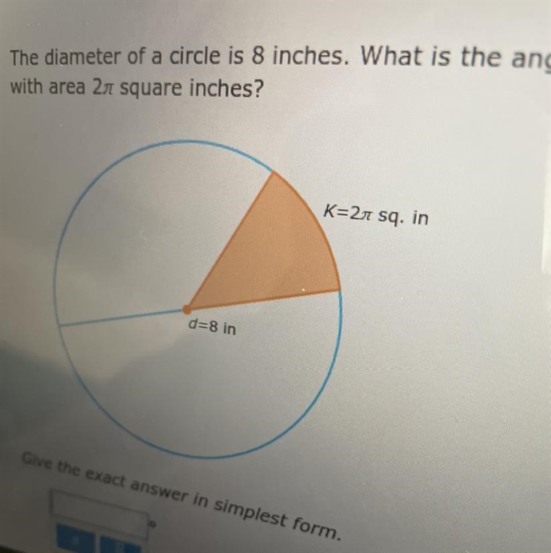 The diameter of a circle is 8 inches. What is the and with area 24 square inches?-example-1