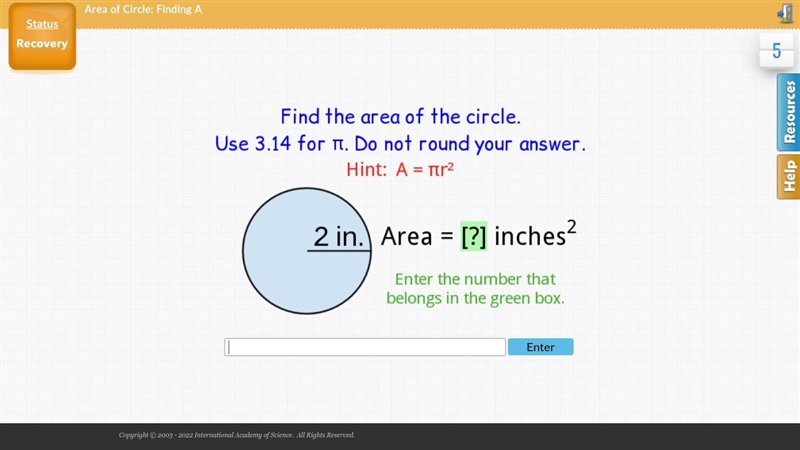 Find the area of the circle-example-1