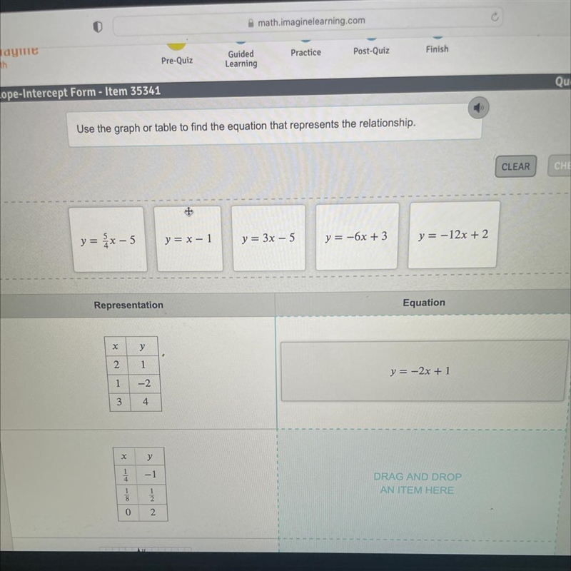 Use the graph or table to find the equation that represents the relationship.-example-1