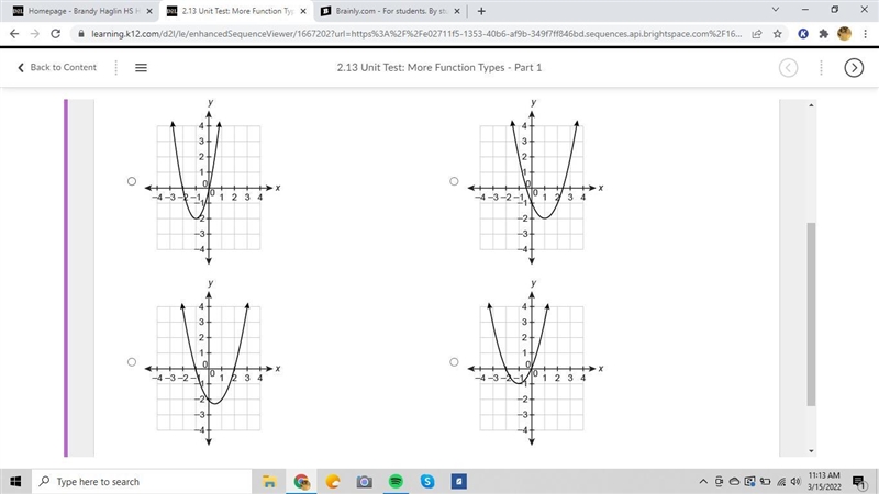 Which graph represents the function? f(x)=x(x+2)-example-1