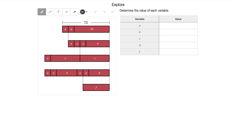 Determine the value of each variable.-example-1