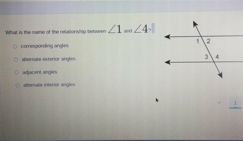 What is the name of the relationship between 1 and 4?​-example-1