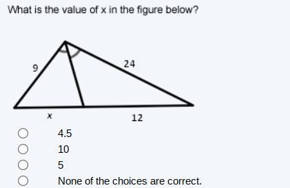 What is the value of x in the figure below?-example-1