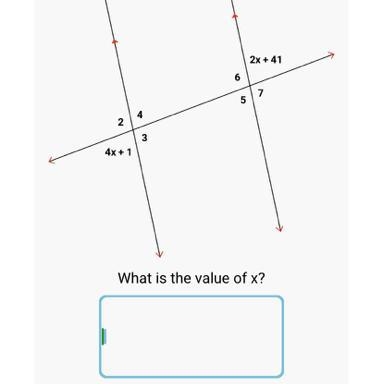 2 4x + 1 4 3 6 5 2x + 41 7 What is the value of x? V-example-1