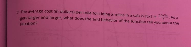 The average cost (in dollars) per mile for riding x miles in a cab is c(x)=2.5+2x-example-1