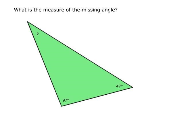 What is the measure of the missing angle?-example-1