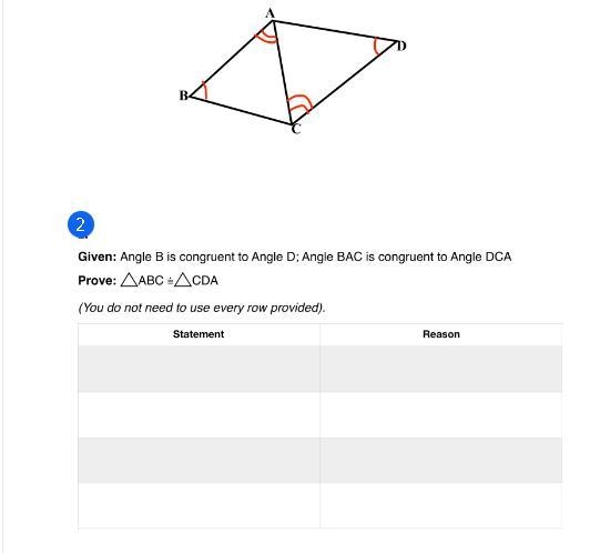 Use the two-column chart to prove the congruent statement. Show your work.Hint: Considering-example-1