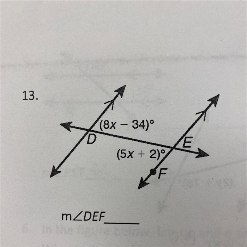 Solve for x then find the measurement of the angle-example-1