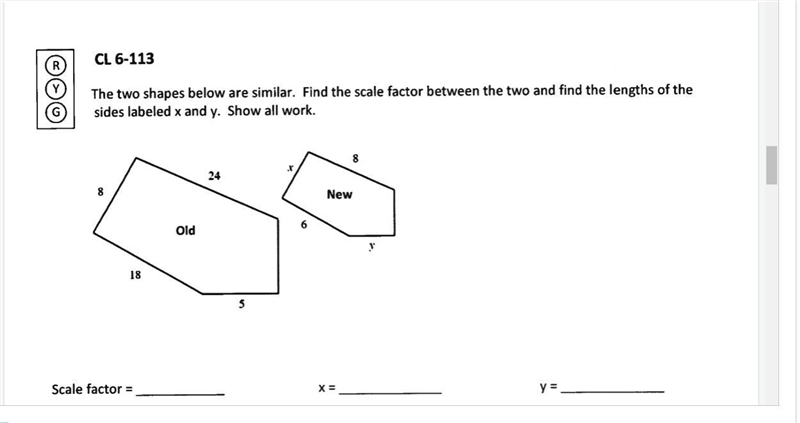 The two shapes below are similar. Find the scale factor between the two and find the-example-1