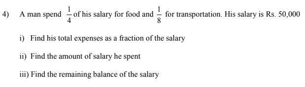 A man spends 1/4 of his salary on food and 1/8 on transportation. His salary is Rs-example-1