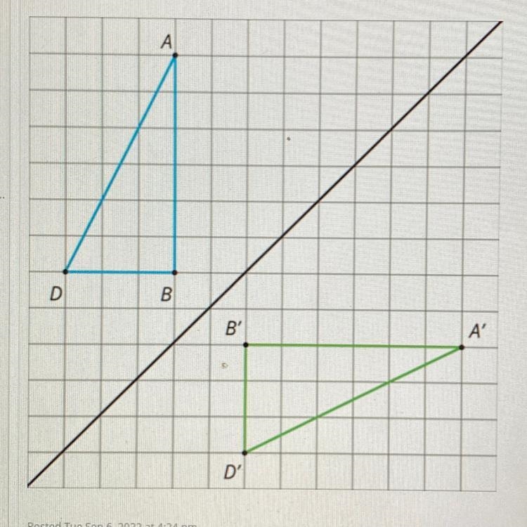 What transformation would take triangle ABD to A’B’D ( translation, reflection , or-example-1