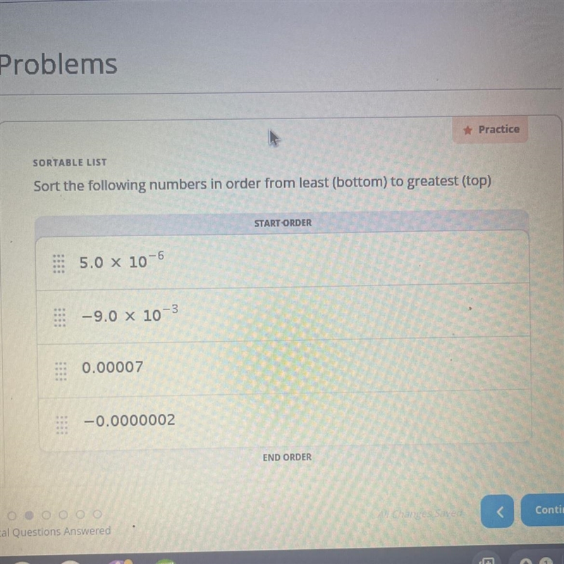 Sort the following numbers in order from least (bottom) to greatest (top)-example-1