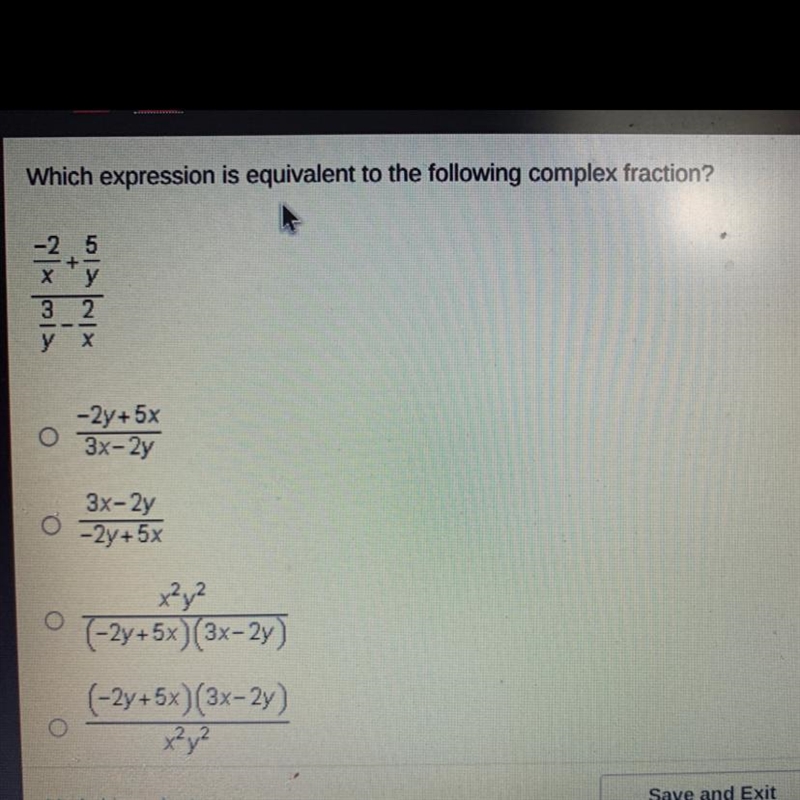 Which expression is equivalent to the following complex fraction?-example-1