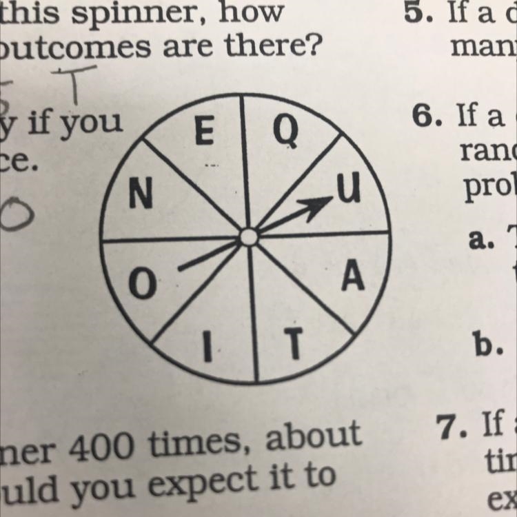 3. If you spin the spinner 400 times, about how many times would you expect it to-example-1