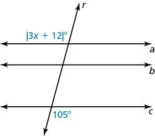 In the diagram, A||B and B||C. Find the values of X.-example-1