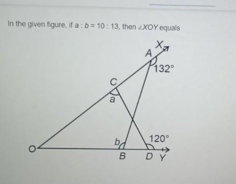 In the given figure, if a:b=10:13, then /_xoy equals.​-example-1