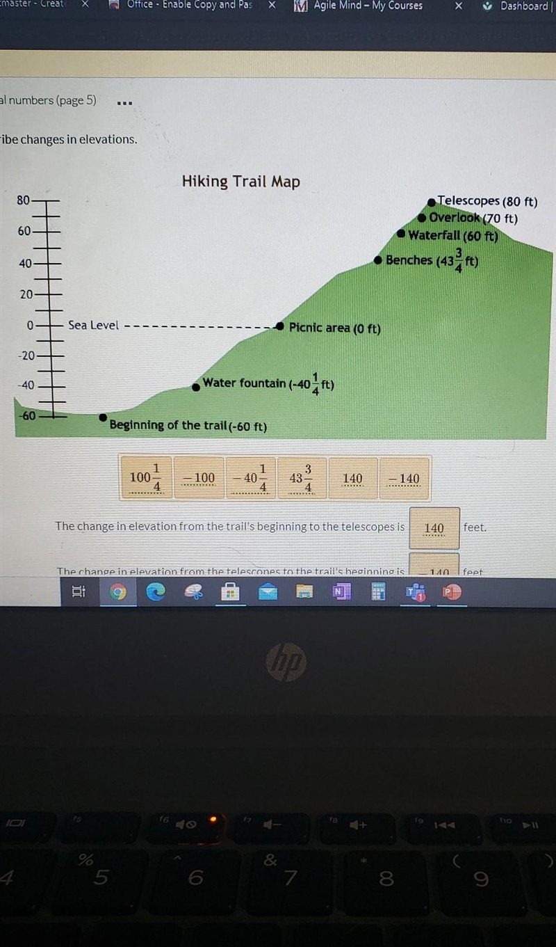 the waterfall elevation is how much he grater then the water fountain? the change-example-1