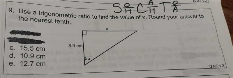 Use a trigonometric ratio to find the value of x. Round your answer to nearest tenth-example-1